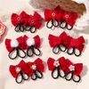 Hårtillbehör 2st Classic Tang Style Headwear Wig Clip Chinese Red Kids Tassel Ponytail Spring Festival Lucky Children