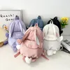 Cartoon Long Ear Rabbit Children Backpacks Portable Travel Canvas Boys Girls School Bags Kindergarten Kids Zipper Schoolbag 240130
