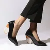 Chaussures habillées Sandales à talons hauts pour femme Casual Loisirs Fille Sandale noire Printemps et automne Bout pointu Plus Taille Bateau Sapatos