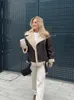 Suninheart Fashion Faux Fur Kurtka z zamkiem żeńskim Kobiety z długim rękawem kurtki podwójne ciepłe płaszcz żeńska swobodna lapowa zimna płaszcz 240122