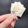 Anéis de cluster 14k anel feminino lindo 0.5ct esmeralda corte três cores diamante branco ouro claro verde amarelo 165