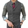 Men's Vests Fashion Casual Business Suit Vest For Men Lapel V Neck Herringbone Tweed Slim Fit Wedding Waistcoat Solid Color Clothing