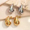 Stud Earrings Gold-plated Colorful Zircon Chubby Water Drop For Women Girls Silver Classic Trend Wedding Party Jewelry