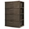 Sterilite Wide Weave Storage Tower With 4 Drawers Dresser Organizer Unit For Bedroom Living Room Closets NurserySturdy Frame 240130