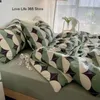 Nordic Style Ins Avocado Green Pedding Zestaw Cartooon Fruit Quilt Cover Polyester Wysoka jakość Komputer pełny z poduszkami 240131