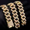 14/20 mm Diamentowy łańcuch Diamond Naszyjnik odpowiedni dla kobiet w łańcuchu Złota i srebrny gruby kubański naszyjnik Hip-Hop Biżuteria 240210