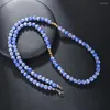 Pendant Necklaces Classic Strand Stone Necklace Men Simple Handmade 6mm Blue Beaded For Jewelry Gift