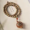 Fil de bois de santal vert, petit cordon à main féminin de 8mm, perles de bouddha, poignée, Pot, pendentif de thé, bijoux anciens