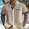 Mäns casual skjortor hawaiian skjorta 2024 sommar fast färg kort ärm strand semester t-shirt extra stor ficka 5xl