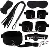 BDSM Bondage Kit 8 PCS/Set Kelepçeleri Meme Kelepçeleri Ağız Top Gag Kırbaç Pamuk Halat Seks Oyuncakları Çiftler İçin Göz Maskesi Boyun Yakası 240129