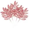 Fiori decorativi 5 pezzi Foglie simulate di Natale Decorazioni per piante Ciondolo per albero di Natale Ornamento di foglie di rosa Simulazione di plastica