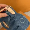 designer axelväska underarmsäck kvinnor cowboy för avancerad gammal vintage denim väskor baguett broderi blå handväska