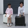 Valises Les enfants peuvent monter des bagages muets, valise à roulettes universelle de 20 pouces, valise de dessin animé