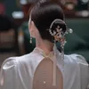 헤어 클립 중국 국가 스타일 Tiara Tassel Back Press Hoop Earrings 세트 고대 헤어핀 Cheongam 웨딩 액세서리