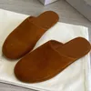 Slippers VII 2024 merk R schoenen voor dames ronde neus platte bodem mat leer casual verpakte muilezels vrouw aanbiedingen