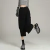Skirts Black Skirt In Autumn And Winter 2024 Design Split Front High Waist Slim Middle Long A-shaped Denim Femal