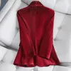 Women Gold Velvet Blazer Office Lady Spring Autumn Zagraniczna atmosfera Czerwona Blazery Suit Ol Professional Wear 240202