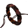 Bracelets de charme Bracelet tissé en cuir noir / marron Homme Quotidien Ajustable Mode Bijoux Cadeau Accessoires Rétro Anniversaire