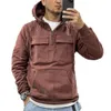 Half Zipper Mens Tactical Hoodies Solid Warm Fleece Military Sweatshirts Multi Pockets Male Hooded Jackets Thick Outdoor Polar 240125