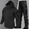 Tactical Waterproof Jacket Sets Men Combat Training Suit Outdoor Soft Shell Work Wear SWAT Army Hooded Jackets Pants 2 Pcs Set 240126