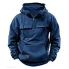 Half Zipper Mens Tactical Hoodies Solid Warm Fleece Military Sweatshirts Multi Pockets Male Hooded Jackets Thick Outdoor Polar 240125