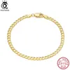 ORSA JEWELS 925 Sterling Silver m Cuban Link Curb Chain Bracelet Or 18K Italien Cubain Bracelet Bijoux pour Hommes Femmes SB123 240118