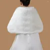 Eşarplar Kış Gelin Şal Soğuk Durumlu Bulanık Peluş Peluş Sargı Akşam Partisi Elbise Gelin Beyaz Omuz Omuz silkme Örtüsü Düğün
