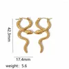 Boucles d'oreilles créoles en acier inoxydable pour femmes, bijoux élégants et uniques, serpent, déclaration inhabituelle, Texture couleur or Pvd, étanche, bijoux à breloques