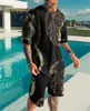 여름 남성 세트 반바지 의상 남성 티즈 스트리트 티셔츠 2 조각 3D 프린트 캐주얼 O- 넥 트랙 슈트 대형 해변 스포츠웨어 240129