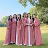 Roupas étnicas Eid Ramadan Muçulmano Mulheres Dama de Honra Casamento Noite Vestido Aberto Abaya Kaftan Kimono Cardigan Islâmico Caftan Dubai Robe