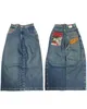 Retro Y2K Herren Jeans High Street bestickt Hip Hop Modemarke hohe Taille gerade Röhre lose weite Beinhose 240126