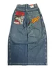 Ретро Y2K Мужские джинсы High Street с вышивкой в стиле хип-хоп Модный бренд Высокая талия Прямые свободные широкие брюки 240126