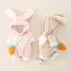 Pagliaccetti per bambini Giacche in pile invernali per neonate Moda Cappotto addensato con cappuccio carino nato Tuta calda Capispalla per bambini 240127