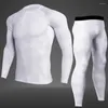 Spor giyim erkek sıkıştırma koşu koşu takım elbise spor seti uzun tişört ve pantolon egzersiz fitness tayt giysi 2pcs / set