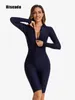 Women's Swimwear Sport Long Sleeved One Piece Swimsuits Navy Rashguard Women Surf Wetsuits Beachwear (UPF 50 )