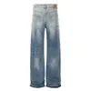 Mäns jeans rippade regelbunden stil specialklippande gata mode för män byxor blå