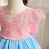 Małe dziewczyny koronkowe sukienki bez pleców ślubne wieczorne suknie piłki haftowe eleganckie ceremonię kostiumów urodzinowa sukienka księżniczka 240131