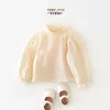 Baby Girls Long Sleeved Shirt Spring Cotton Ear Collar Solid Infant Sweet Tops Versatile Loose Toddler Blouses 240122