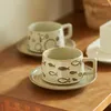 Mugs Vintage Coffee Cup and Saucer Set Creative Japanese Japanese Pottery Latte Hushåll
