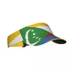 Berets Summer Sun Chapéu Ajustável Visor UV Proteção Top Vazio Comores Flag Sport Sunscreen Cap