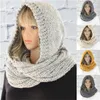 Women Scarf Winter Warm Knitted Caps Hooded Fashion Leisure Comfortable Soft Female Solid Plush Hats Scarf Clothing Accessories240125