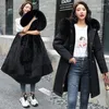 Women's Trench Coats Winter Long Style Cotton Coat Korean Detachable Faux Fur Collar Windbreaker Oversize Parkas Female Warm Thick Jacket