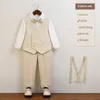 Kinderen Vest Blazers Set Mode Plaid Knappe Jongens Pakken voor Bruiloften Zomer Peuter Verjaardag Kostuum Kinderen Schooluniform 8 Y 240130