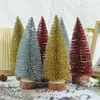 Fleurs décoratives 1/2 pièces mini cèdre artificiel arbres de noël sisal avec base en bois pour décoration de table décoration de vacances à la maison