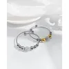 Charme Pulseiras Moda Europeia Aço Inoxidável Sorte Beads Bangle Pulseira Duas Cores Simples Para Mulheres Presente de Festa de Aniversário