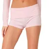 Pijama feminino shorts cor sólida/listra cintura baixa fino confortável dormir verão casual bottoms homewar