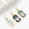 Pendant Necklaces 3Colors Square Hamsa Hand Eye Necklace Unisex Religious Stainless Steel 18K Gold Color Chain Party Jewelry