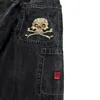 Y2K American Restore Ancient Ways jeans Harajuku Hip-hop Skull Graphic Embroidery Loose Jeans Gothic High Waist Wide Pants Women 240119