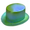 Berets Shimmering Flat Top Hat Fedora para Adulto Moda Panamá Magician Cap Stage Props Chapéus Cosplay Costume Party