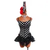 Scen Wear Latin Dance Performance Competition Dress Custom Women's Polka Dot Tassel Short Kirt Tango Cha Rumba high-end